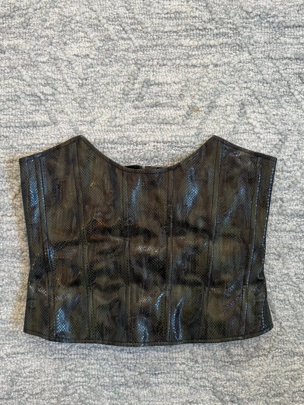 Miaou Leia Forest Python Vegan Leather Corset Top Size L